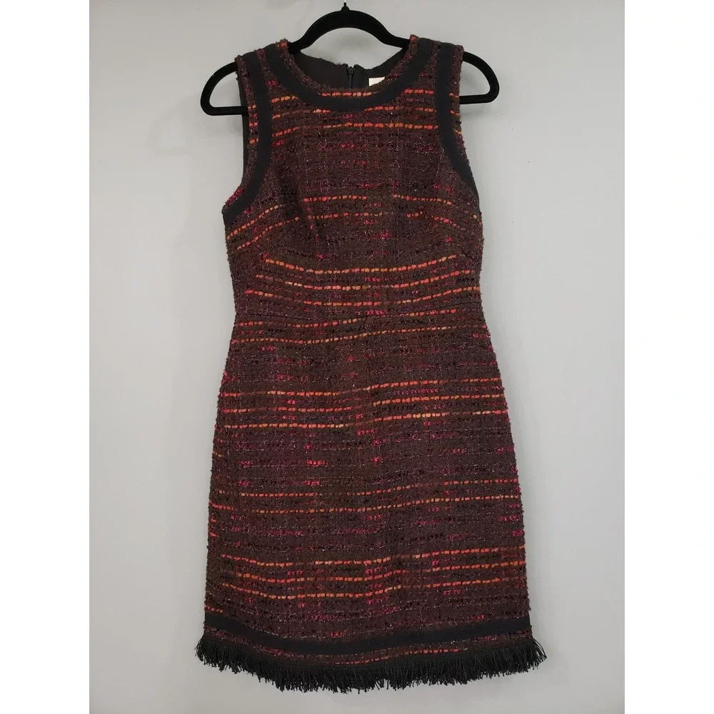 NEVER WORN SIZE‎ 4 KATE SPADE New York So Foxy Tweed fringe Dress wool blend